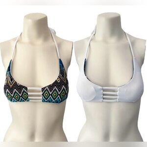 Khongboon Reversible Bikini Top – Size M – Ikat Print/White